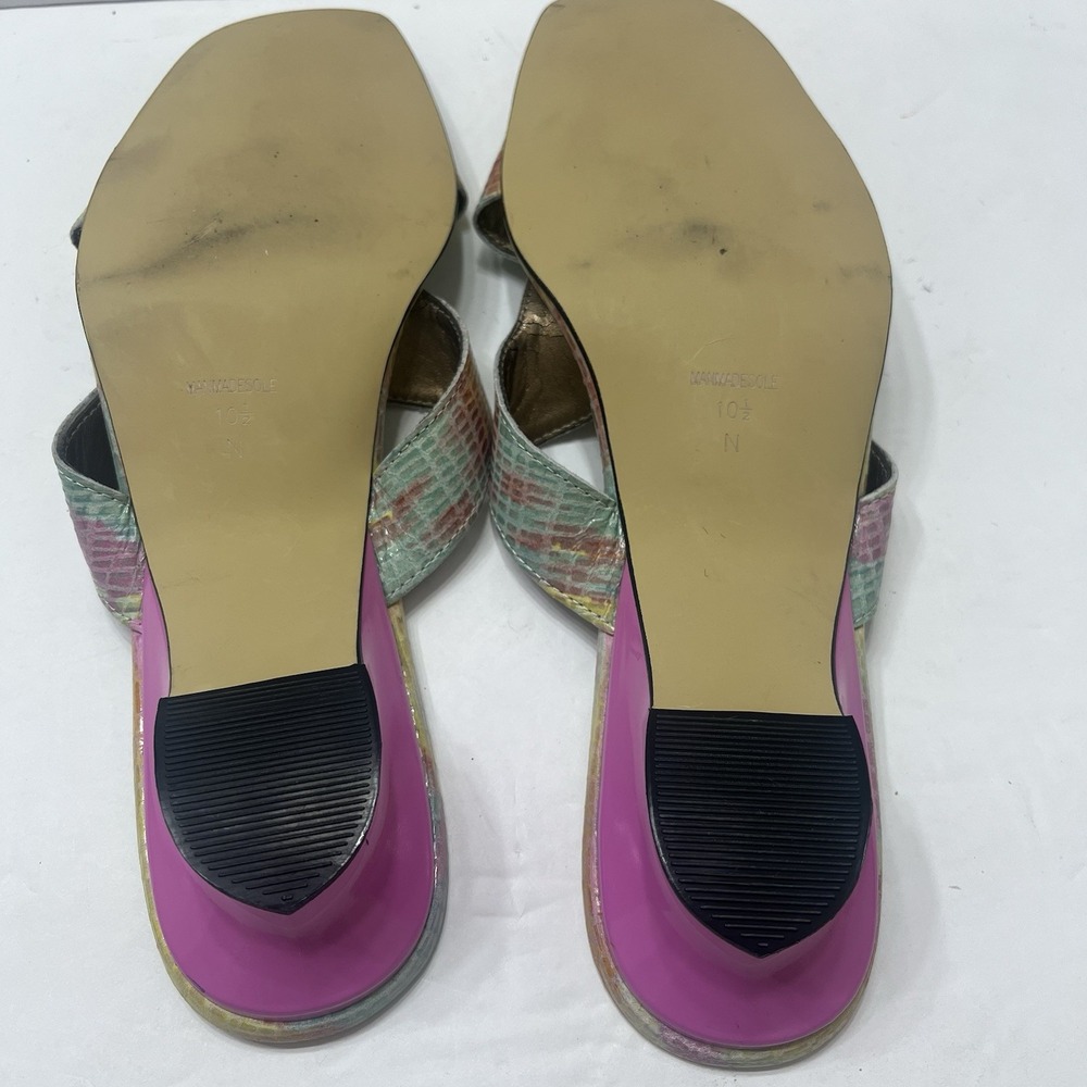 Mezzo By Vaneli Multicolored Slide Sandals Snake-Skin Print Pink Heel Women 10.5 - Picture 8 of 9